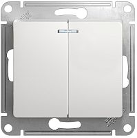 Выключатель с подсветкой без рамки Systeme Electric Glossa 2-кл. белый картинка